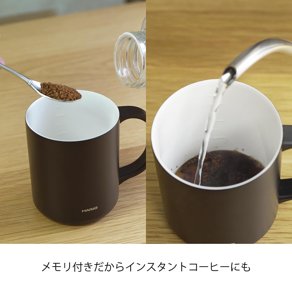 HARIO Ceramic Coated Vacuum Insulated with Double-Layer Mug, Black, 350ml, Lid, CMG-350-B