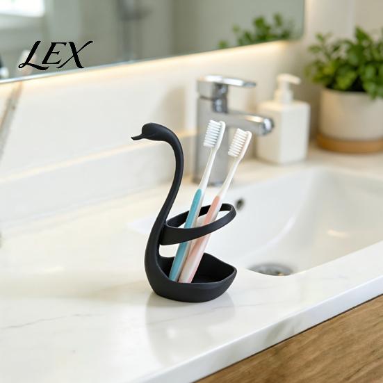 Compact Multi-use Organizer 3D Printed Elegant Swan Storage Rack with Ventilation And Draining Base, Base Multi-Purpose Toothbrush Holder Pen Cutlery