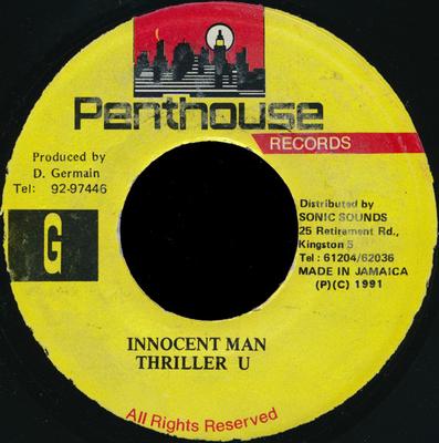 7-дюймовая пластинка THRILLER U Innocent Man NONE Penthouse Recor 1991 Ямайка Регги Ска Даб Б/у