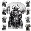 Men's Black White T Shirt Line Tattoo Pattern 3d Short-sleeved T-shirt Tops Street Hip-hop Harajuku Cool T-shirt