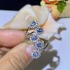 Generous Oval Cut Light Blue Stone Opening Adjustable Ring Fashion Silver Color Jewelry