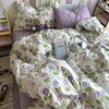 Washed Cotton Four-piece Set, Small Fresh Quilt Cover, Dormitory Bed Sheet Three-piece Set, Bedding