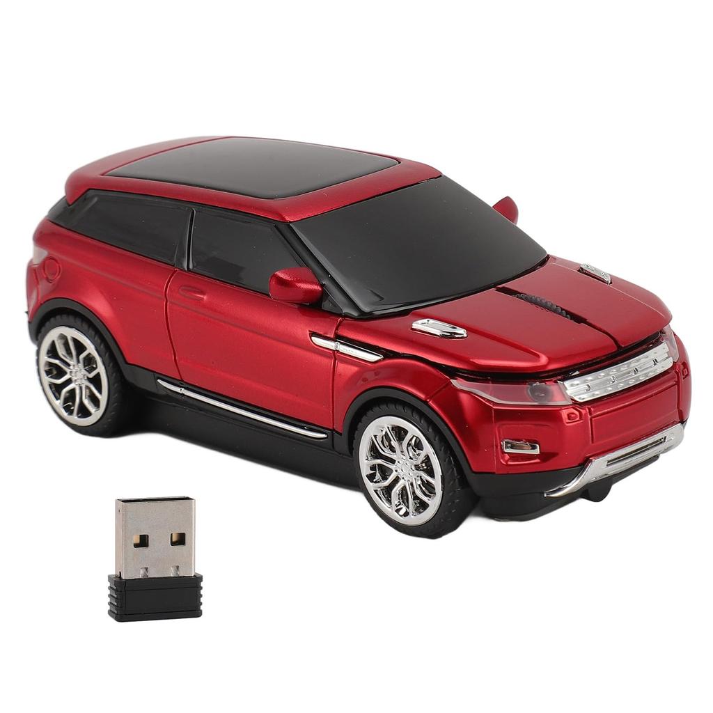 Cool 3D Sports Car Shape Wireless Gaming Mouse with USB 1600 DPI Wireless Car Mouse for and Gaming 2.4GHz Receiver, PC, Computer, Laptop, (Red)