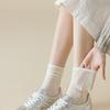 Женские весенне-летние носки, ультратонкие полосатые бесшовные длинные носки с махрой, влагоотводящие и дышащие хлопковые носки