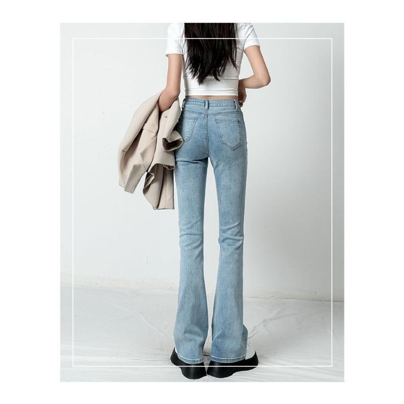 Микроджинсы женские весенне-осенние брюки-клеш с высокой талией длинные брюки джинсовые джинсы