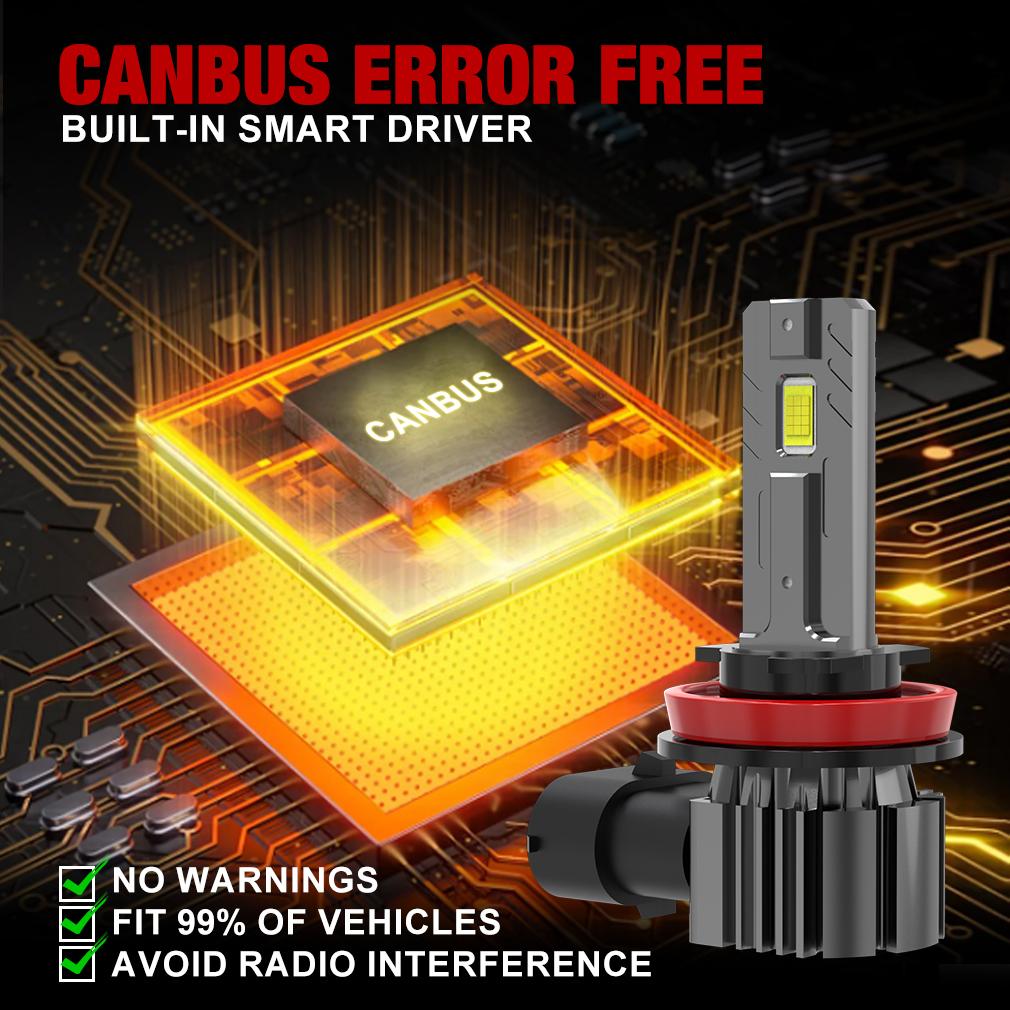 2Pcs 25000LM H8 H11 LED Headlight Bulbs 9005 HB3 9006 HB4 Canbus Car Fog Light 50W Turbo Led Diode Lamp Auto Driving Light 12V 6000K White Plug&Play