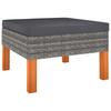 Footstool in Poly Rattan and Solid Eucalyptus Wood