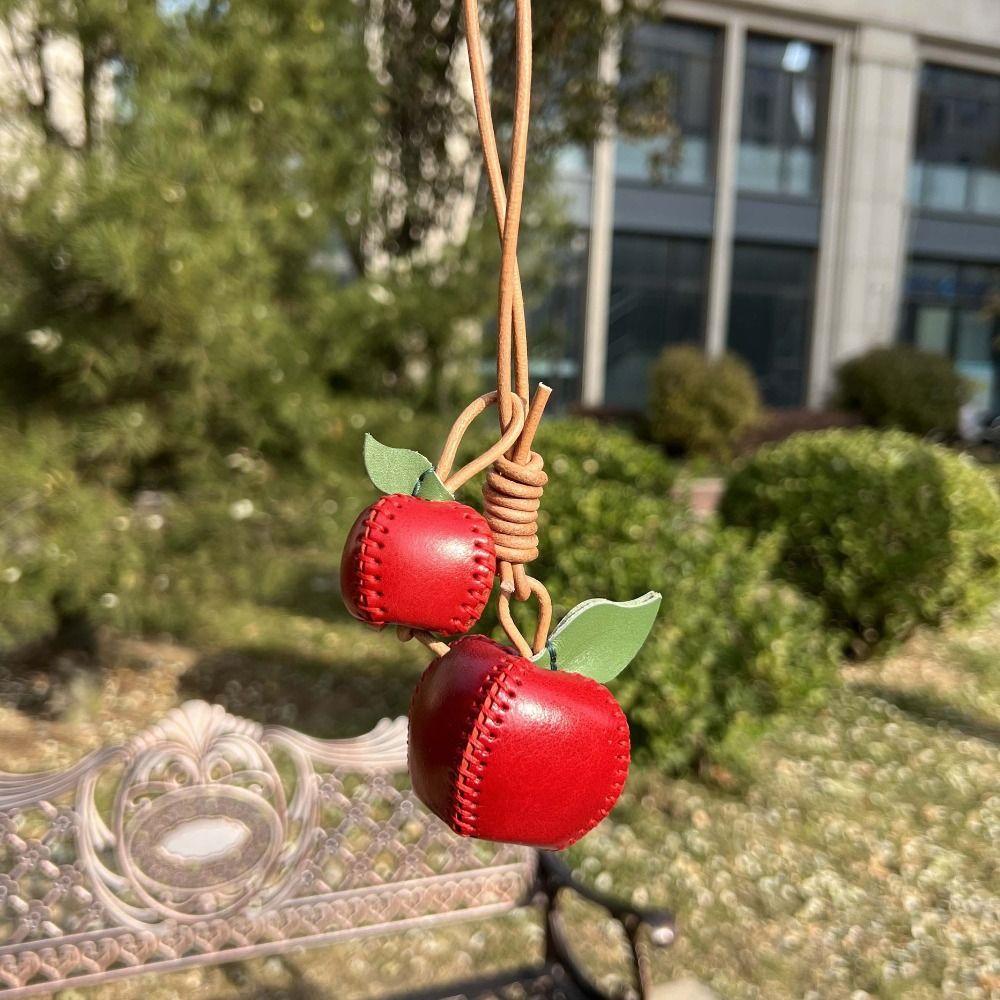 Pear Fruit Pendant Strawberry Bag Pendant Cute Leather Keychain Women