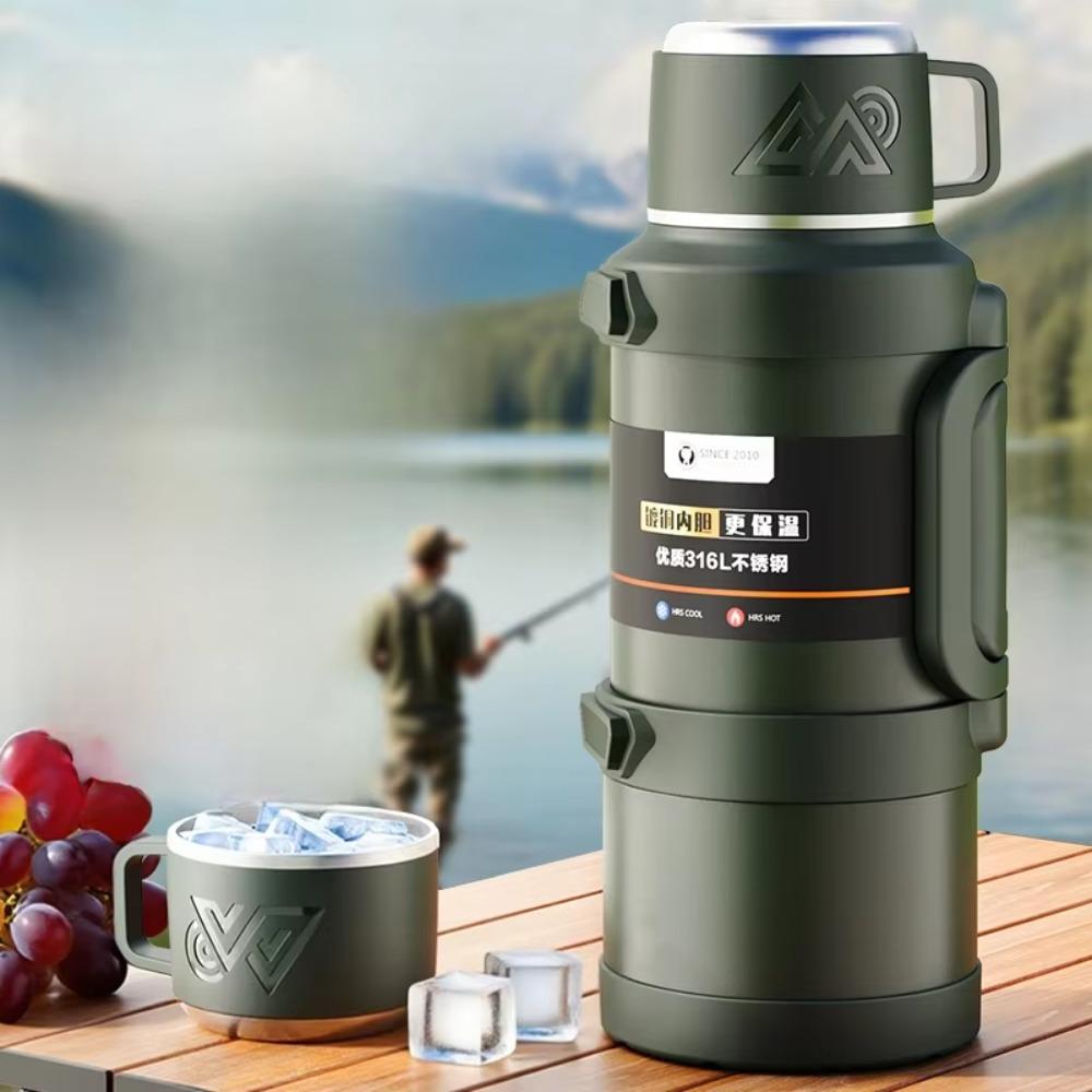 Large Capacity Camping Vaccum Flask 316 Stainless Steel Insulated Water Pot Sport Bottle Outdoor