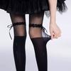 Женские чулки с бантом, тонкие вечерние чулки, нейлоновые клубные чулки в готическом стиле Лолиты, черные колготки на бретелях Y2k