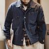 Vintage Asymmetrical Four-pocket Design Denim Coat for Men Single-breasted Turn-down Collar Jacket Autumn Work Coat