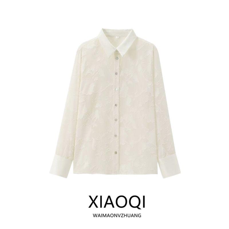 Fashion Style 2024 Summer New Arrival Women's Stylish Easiest for Match Velvet Patchwork Translucent Shirt 7484064