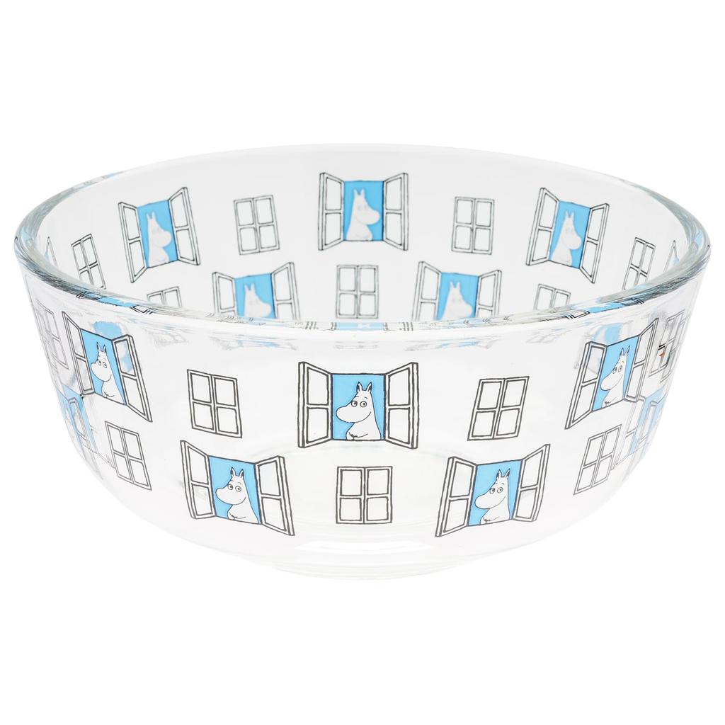 Takasaka International Japan Moomin Glass Bowl, Salad Dish, 11.5cm X 5.2cm Diameter, Simple Moomin Design, Clear, MM-G36-003