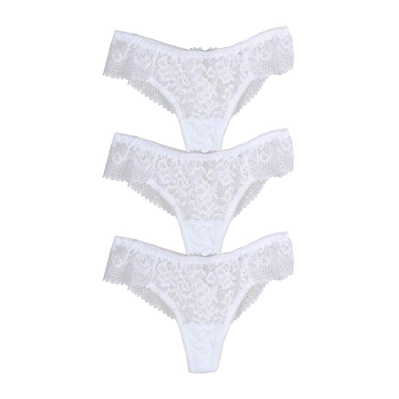 CINOON 3 шт./лот сексуальные водорастворимые кружевные женские трусики полые стринги вышитые стринги с низкой талией полуобернутые бедра Т-образные бикини трусы