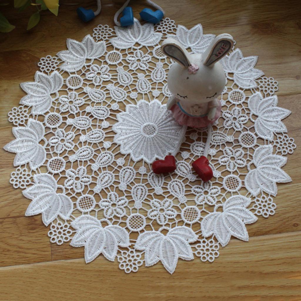 2pcs Vintage White Lace Table Mat, Plate Mat,  Home Kitchen Dinning Table Decoration