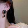 Vintage Black Crystal Drop Earrings for Women Design Elegant Rhinestone Dangle Earring Goth Jewelry Gifts