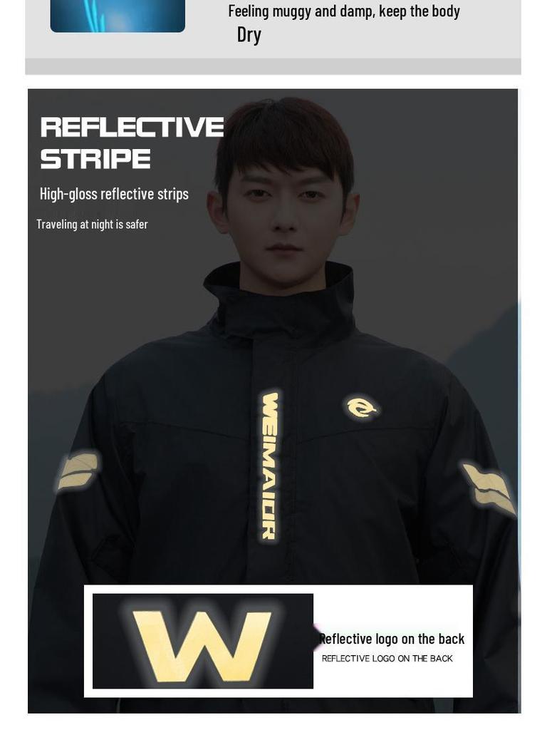 Мужской мотоциклетный дождевой костюм: Раздельный костюм (куртка и брюки) для курьеров по доставке еды, защита от шторма