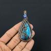 Labradorite Pendant, Handmade Gemstone 999 Copper Wire Wrapped Evil Eye Pendant Antique Jewelry, For Gift Silver Jewelry