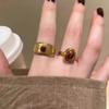 1PC Gold Sunflower Haute Couture Finger Ring Vintage Tiger'S Eye Ring Niche Design Light Luxury Jewellery New Multi Styles