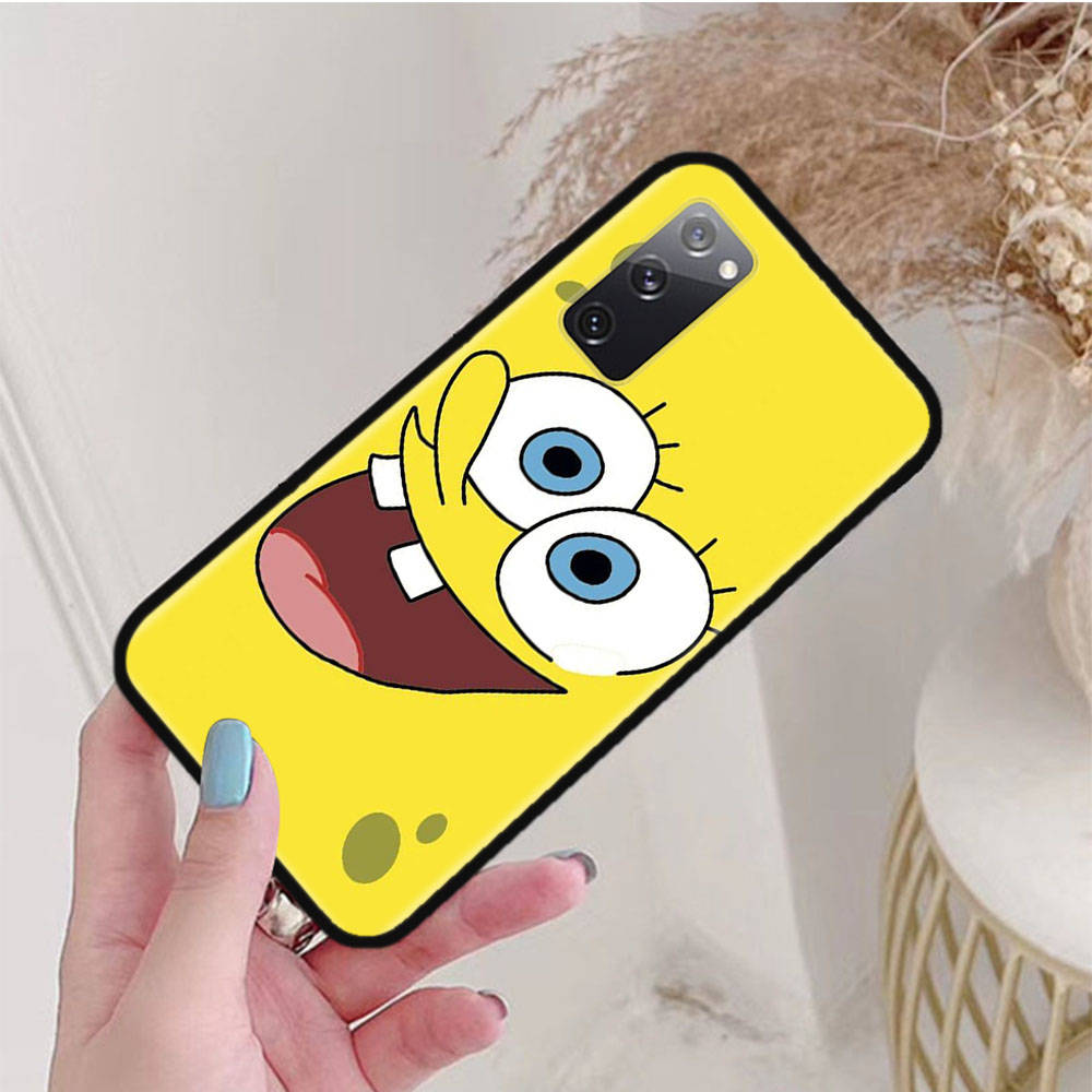 Black Case for Samsung Note 20 Lite S24 Ultra S23 A03 A05 A06 A11 A71 A15 A16 A13 A24 A25 A33 A52 A53 A50 M55 M35 Plus S-38 Cute Spongebob