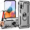 Case - Redmi - Note 10Pro 4G - Silver - Tempered Glass - Metal Support Ring