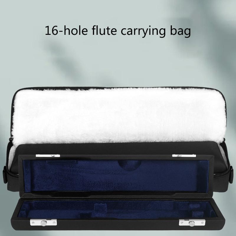 Flute Case with Velvet Inside & Shoulder Strap Oxford Cloth Carrying Case Lightweight 16 Holes Flute Storage Bag