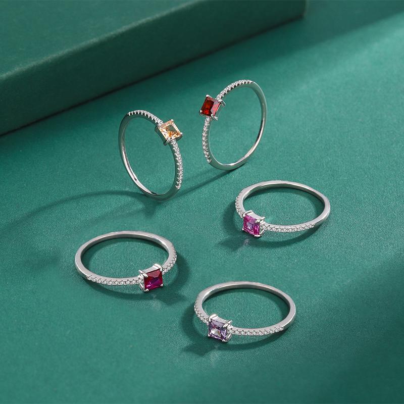 Классическое кольцо с двенадцатью звездами, красочное квадратное кольцо с полным цирконом для женщин, оригинальное стерлинговое серебро, подарок на день Святого Валентина, ювелирные изделия