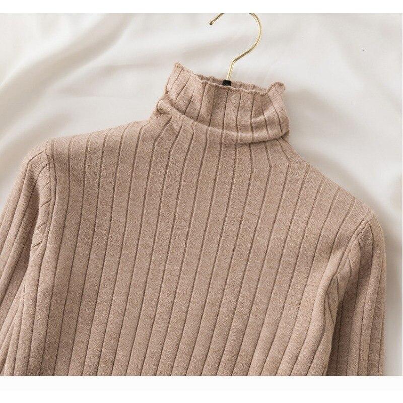 2023 зимний полосатый топ с высоким воротом, осенний модный тонкий однотонный пуловер с длинными рукавами, женский вязаный свитер, белый трикотаж 28733