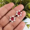 Red Garnet Earrings , Handmade Charming Jewelry , 925 Solid Sterling Silver Stud Earrings,, Gift For Him Gemstone Jewelry