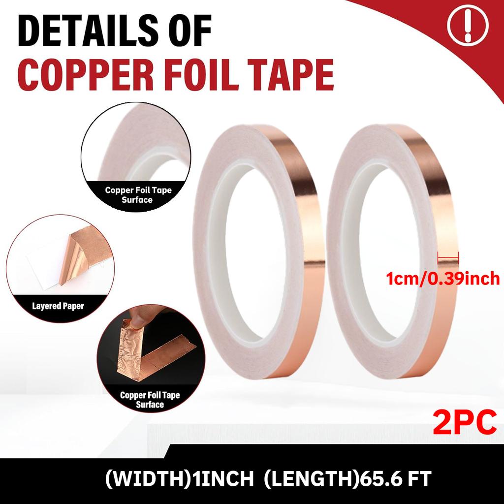 1 шт. Медная фольга Лента Проводящая полоса с двусторонним проводящим клеем Экранирование ЭМИ для схем DIY поделок Пайка
