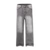 Американский Хай-стрит Серые Ретро Джинсы для Стирки Мужские Свободные Прямые Широкие Брюки