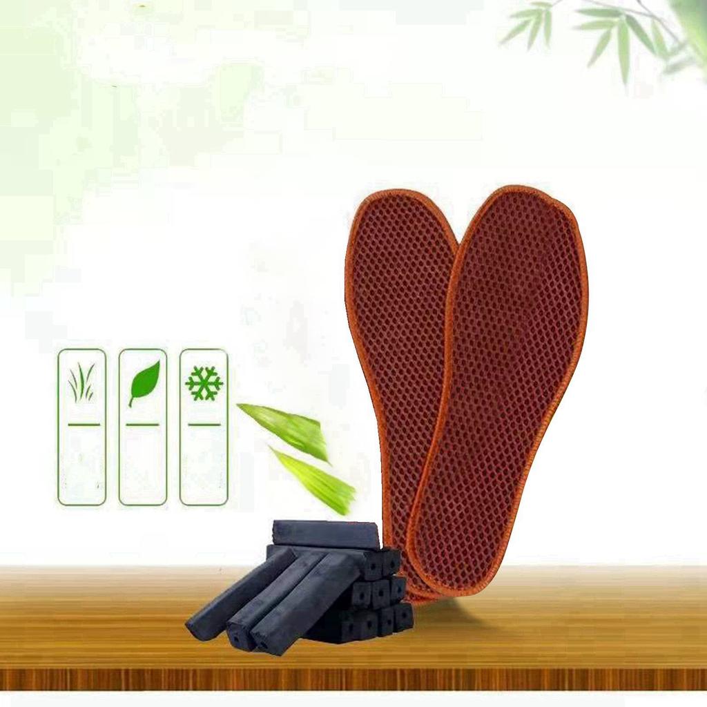 Bamboo Charcoal Deodorant Mesh Insoles Breathable Absorb Sweat Shoe Pads for Men Women Khaki 43