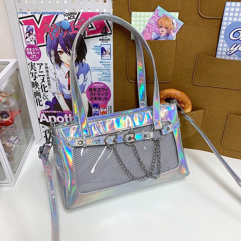 Прозрачная сумка-багет, маленькая сумка для еды, сумка через плечо из ПУ, двухмерная периферийная переносная сумка-мессенджер.