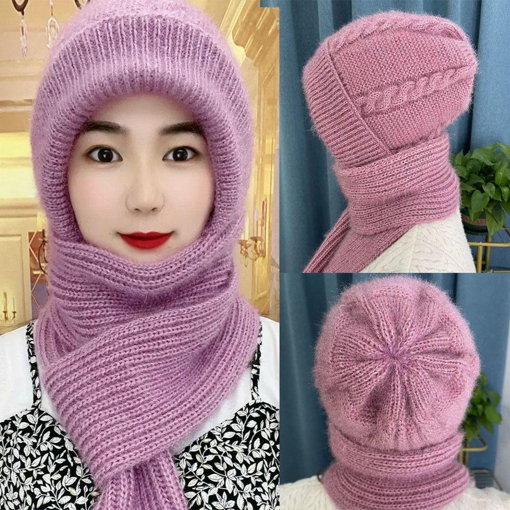 Neck Warmer Beanie Hat Scarf Thickened Scarf Set Hooded Fashion Ear Protection Hat Cycling