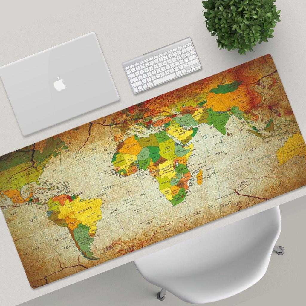 Очень большой черный коврик для мыши с защитой от грязи, с изображением карты мира и фиксирующимися краями для настольных компьютеров