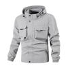 Men'S Loose Jacket Fashionable Multi Pocket Hooded Jacket