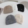 Metal Label Knitted Hats for Women's Autumn and Winter New Products Warm and Thickened Cold Hats Face Enhancing Small Ear Protecting Hats