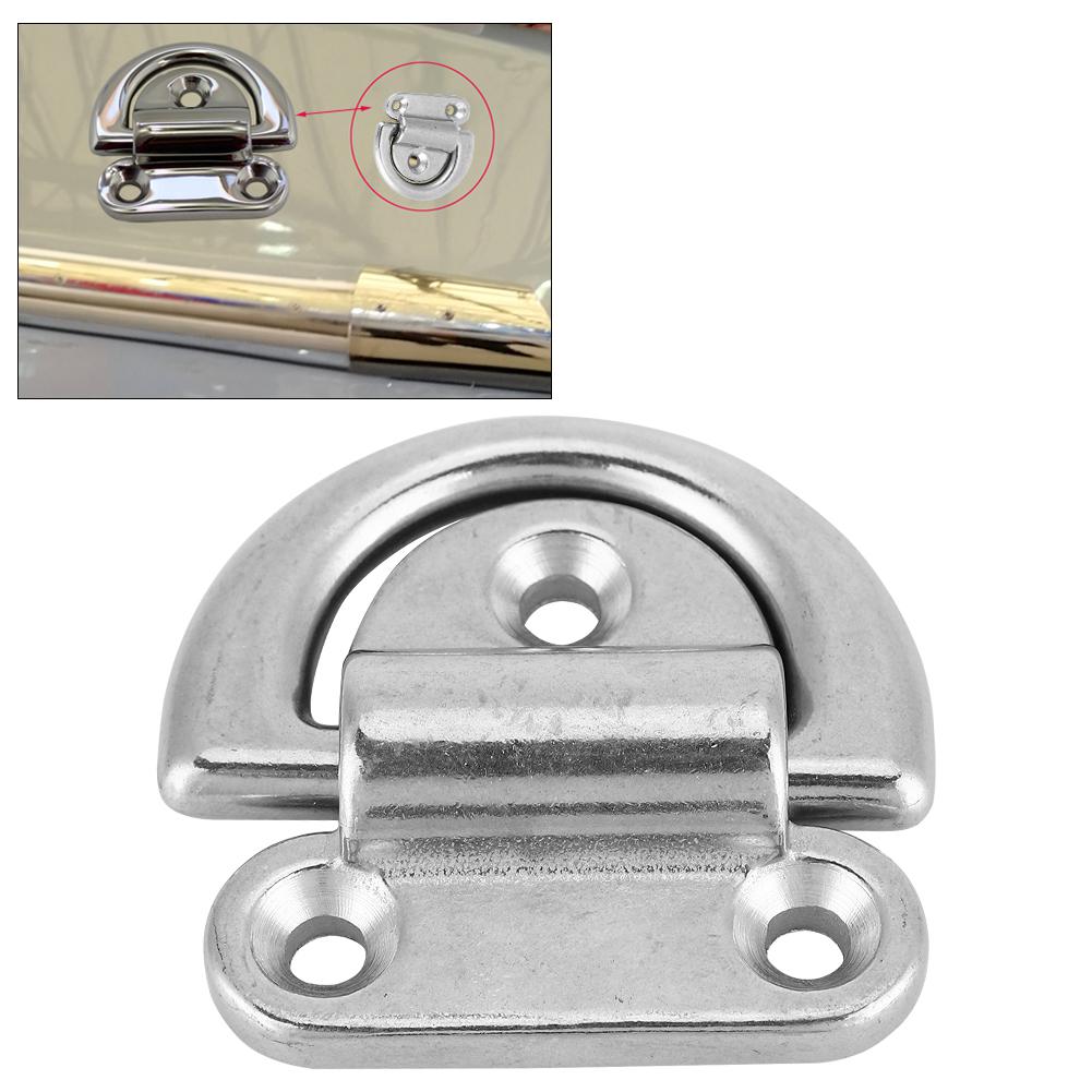 316 Stainless Steel Boat Folding Pad Eye Lashing D Ring Tie Down Cleat (4 Pcs 8mm)