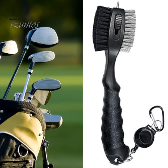 Щетка для клюшек для гольфа Инструмент для чистки клюшек для гольфа с выдвижным тросом и алюминиевым карабином Аксессуар для чистки клюшек для гольфа