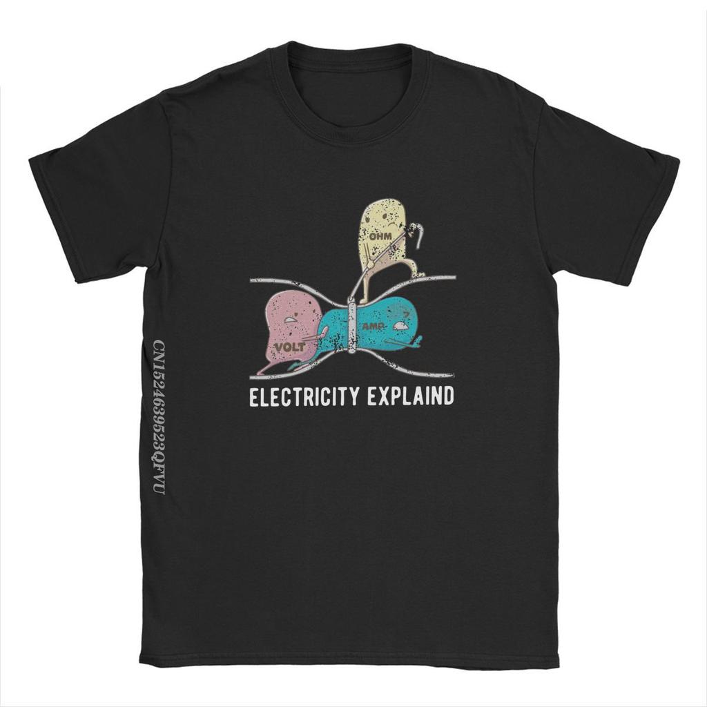 Электричество Объяснение Ом Вольт Ампер Физика Ботаник Футболка Для Мужчин Закон Ома Винтажные Футболки Из Чистого Хлопка Топы Футболки Классические Топы