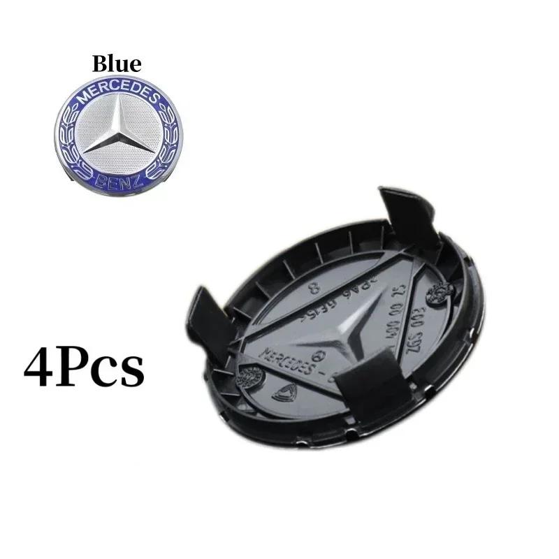 C200 E200 For Mercedes Benz 4Pcs 75mm Car Wheel Center Cap Hub Covers Badge Accessories For Mercedes benz AMG C E S GLE CLC Clas