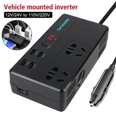 Для автомобилей Автоаксессуары Тип-C USB QC3.0 Зарядное устройство Быстрая зарядка Автомобильный инвертор Преобразователь Преобразователь Автомобильный преобразователь Многофункциональный 12/24В 110/220В 200Вт