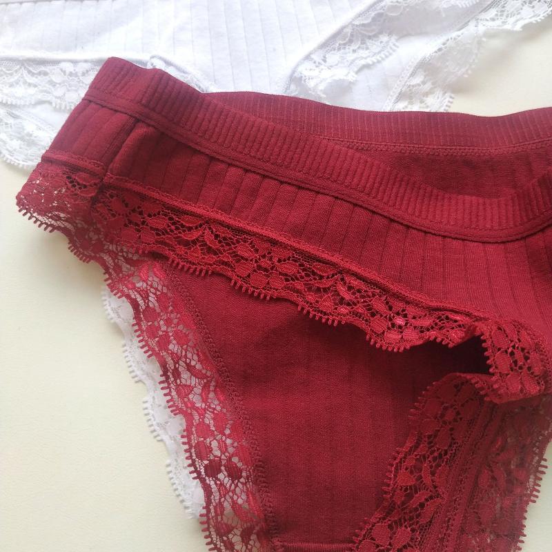 Sexy Women Solid Color Lace Thong Comfortable Cotton Underwear