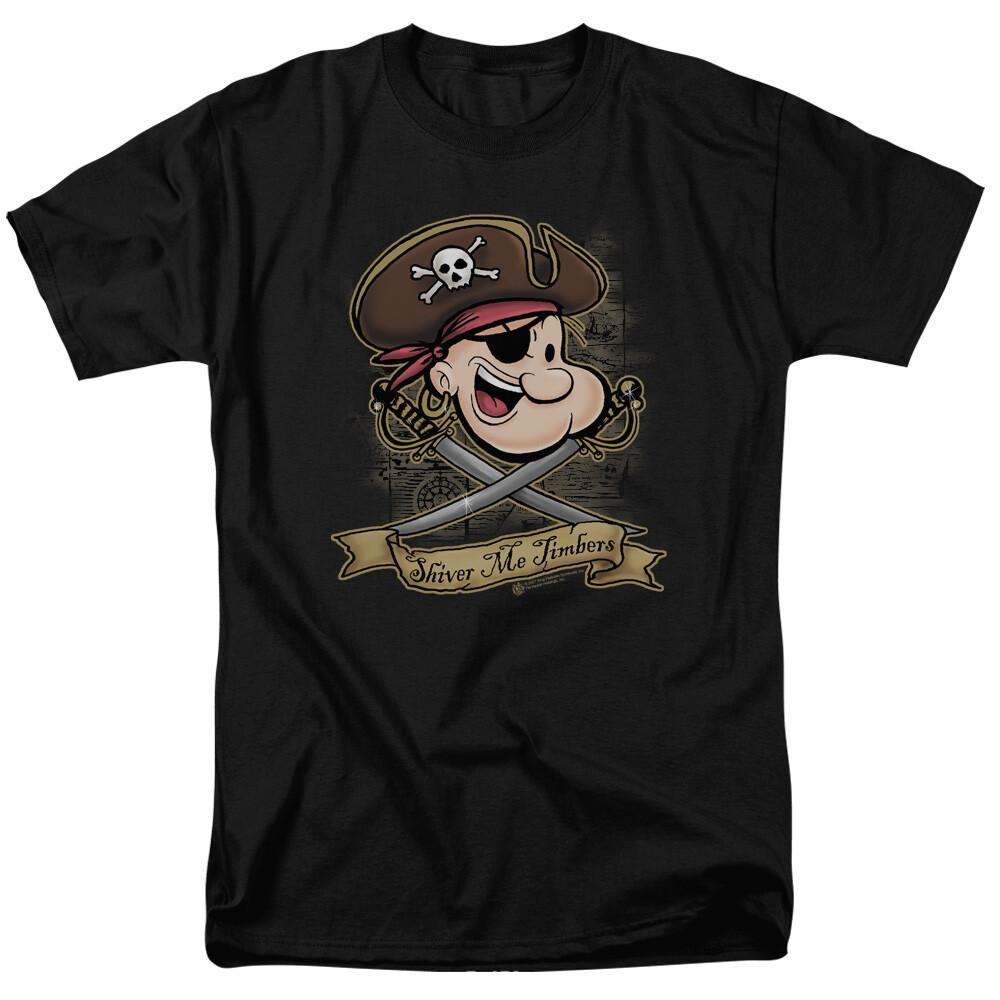 26 Popeye Shiver Me Timbers T Shirt Licensed Comic Book Cartoon Tee Black Unisex T-Shirt