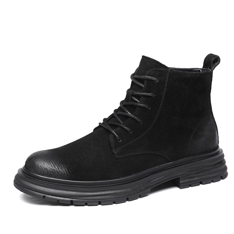 Fashion British Style Men Fashion Outdoors Desert Boots Cow Suede Leather Shoes Cowboy Autumn Winter Boot Handsome Black Ankle Botas Man
