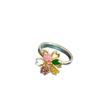 Rotatable Flower Open Ring Women Gold Plated Enamel Zircon Niche Versatile Daily Finger Jewelry Gift