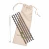5pk Stainless Steel Straws (Straight) With Organic Cotton Pouch & Vegan Straw Cleaner