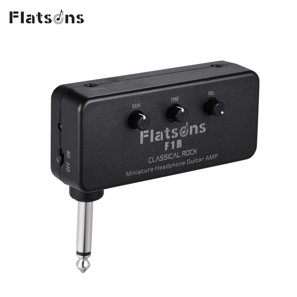 Мини-усилитель для наушников для гитары Flatsons F1R с разъемом для наушников 3,5 мм, AUX-входом, Plug and Play