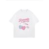 Romantic Pink Key Oversized T Shirt White Heart And Key Graphic Print For Casual Wear