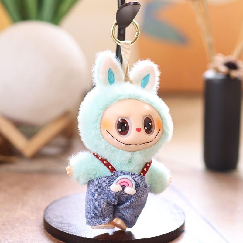 Cute Cartoon Rabbit With Overalls Plush Toy Pendant Keychain For Kids